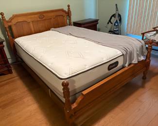 . . . oak queen bed and mattress set