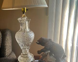 . . . crystal vase and bear statue (as is)