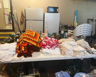. . . vintage bedding, doilies