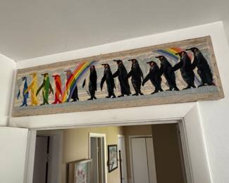 Penguin stitched art