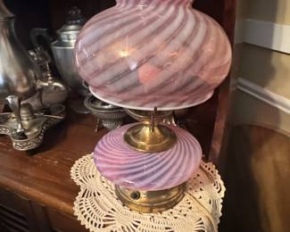 Fenton Cranberry Swirl Glass Lamp