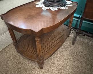 Pair of vintage tables and the white fabric sofa
