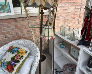 2 stain glass floor lamps - plant