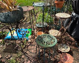 lots of metal stands