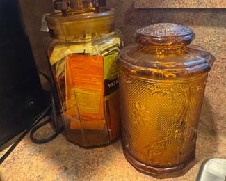Amber Indiana Glass "Tiara" Canisters and other Amber