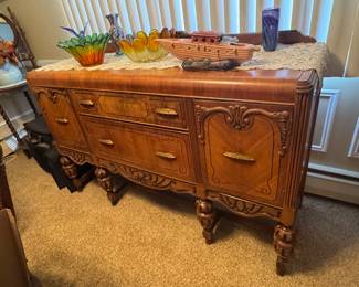 Vintage Buffet Art Deco Period with Glassware on Top