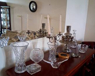 Various Crystal Vases, Candy Dishes, Val Saint Lambert Decanter