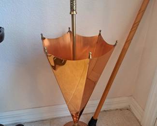 1960's Copper and Brass Umbrella Stand, Made in Portugal
