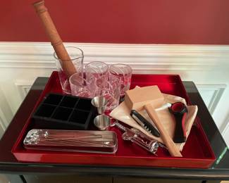 Lot 3724 Barware Accessories Ice Crusher Bag Glasses Muddler Skewers Tray More