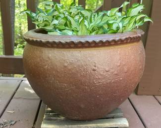 Lot 3580 Rustic Large Garden Planter With Hosta Plants