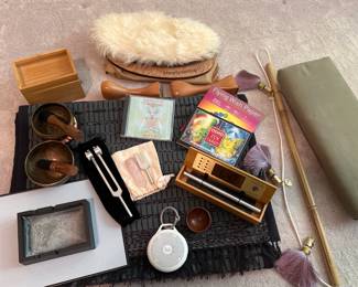 Lot 3610 Ritual Rug Meditation Tools Singing Bowl