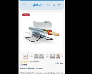 Lot 3745 Gosun Sport Portable Solar Oven