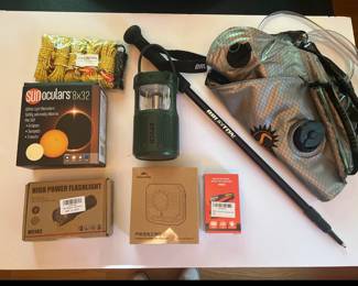 Lot 3884 Camping Supplies Shower Lights Binoculars
