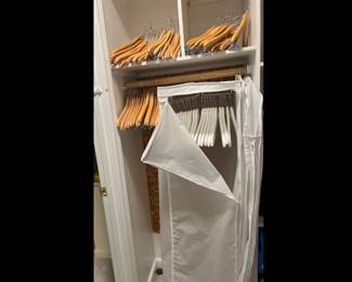 Lot 3667 Lot of Wooden Hangers Garment Bags