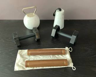 Lot 3561 Marble Dumbells CB2 Marble Kettlebell Doorstop Kenko Wooden Hand Weights