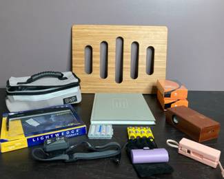 Lot 3549 Two The Light Phones, Lap Desk, Lightwedges, Batteries, Portable Speaker, Handwarmers