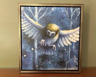 Lot 3567 Barn Owl Giclee Print on Canvas Wall Art Renee Treml