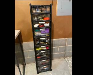 Lot 3960 Stacking Organizer Drawers on Casters w Various Supplies