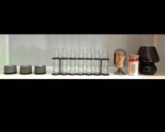 Lot 3592 Vintage Bud Base Centerpiece Cement Tea Light Holder Decorative Matches in Glass Jar Battery Operated Decorative Light