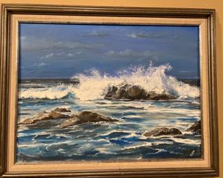Lot 3733 Original Signed Art Oil Painting Crashing Waves