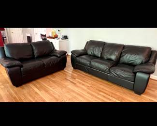 Lot 3586 Black Leather Sofa Loveseat