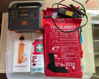 Lot 3630 Emergency Prep Jackery Portable Power Station Explorer 160 Fire Safety First Aid Items
