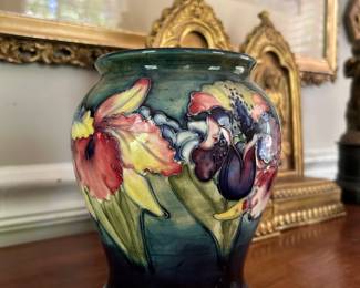 Circa 1928-1949 William Moorcroft iris vase, stamped "Potter to HM the Queen", made in England