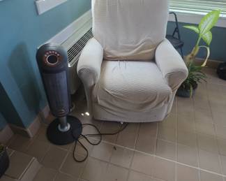 recliner and a portable heater