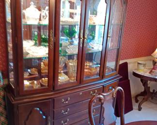vintage china cabinet full of goodies