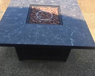 very nice tile top propane firepit with electric light