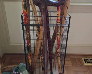 large vintage walking stick and cane collection