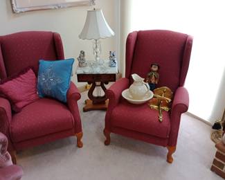 matching pair of wingback chairs
