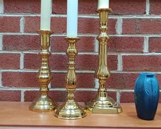large Baldwin heavy brass candlesticks