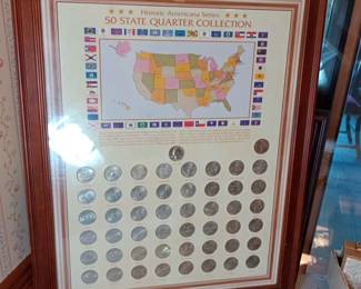 50 states quarter collection framed for display