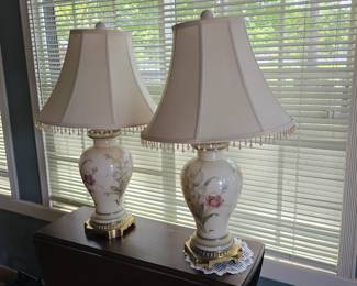 very nice matching lamps hand painted