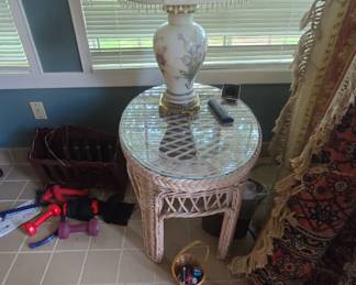 wicker end table and more
