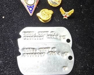 vintage military pins and dog tags