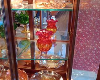 collection of coin glass, Carnivale glass, fenton and more