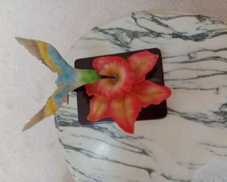 porcelain hummingbird and flower