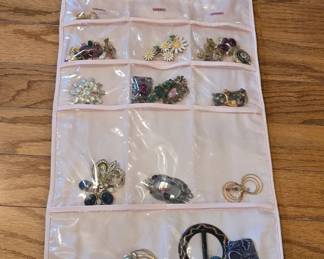 costume jewelry brooches, earrings, necklaces, and bracelets