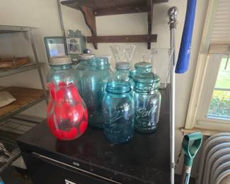 teal blue mason jars