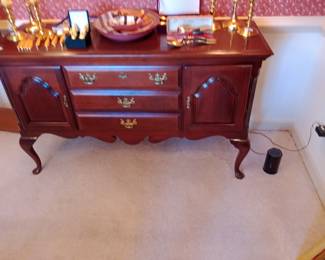 vintage Queen Ann sideboard with Carnivale glass and other nice smalls