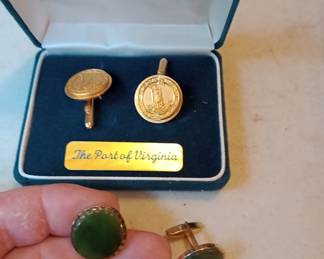 vintage jade cufflinks and port of Virginia cuff links