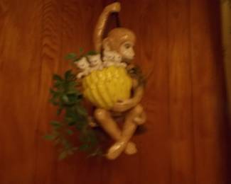 Hanging vintage monkey planter