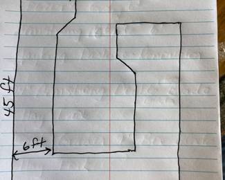 Amateur sketch of layout with measurements…….
