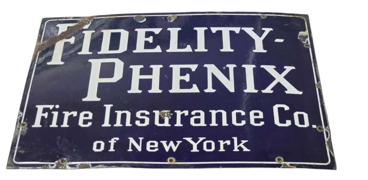Vintage Porcelain Fidelity Sign 18" x 13"