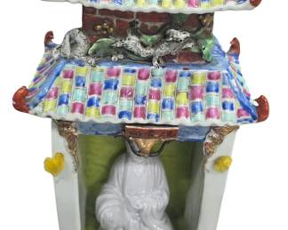 Chinese porcelain Monk and Temple