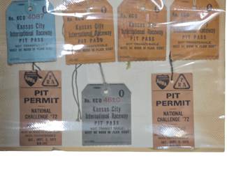 Race Pit Permit tags Kansas City International speedway