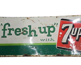 Tin Fresh Up 7 UP sign 3 foot by 18 inches