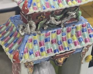 Chinese porcelain Monk and Temple